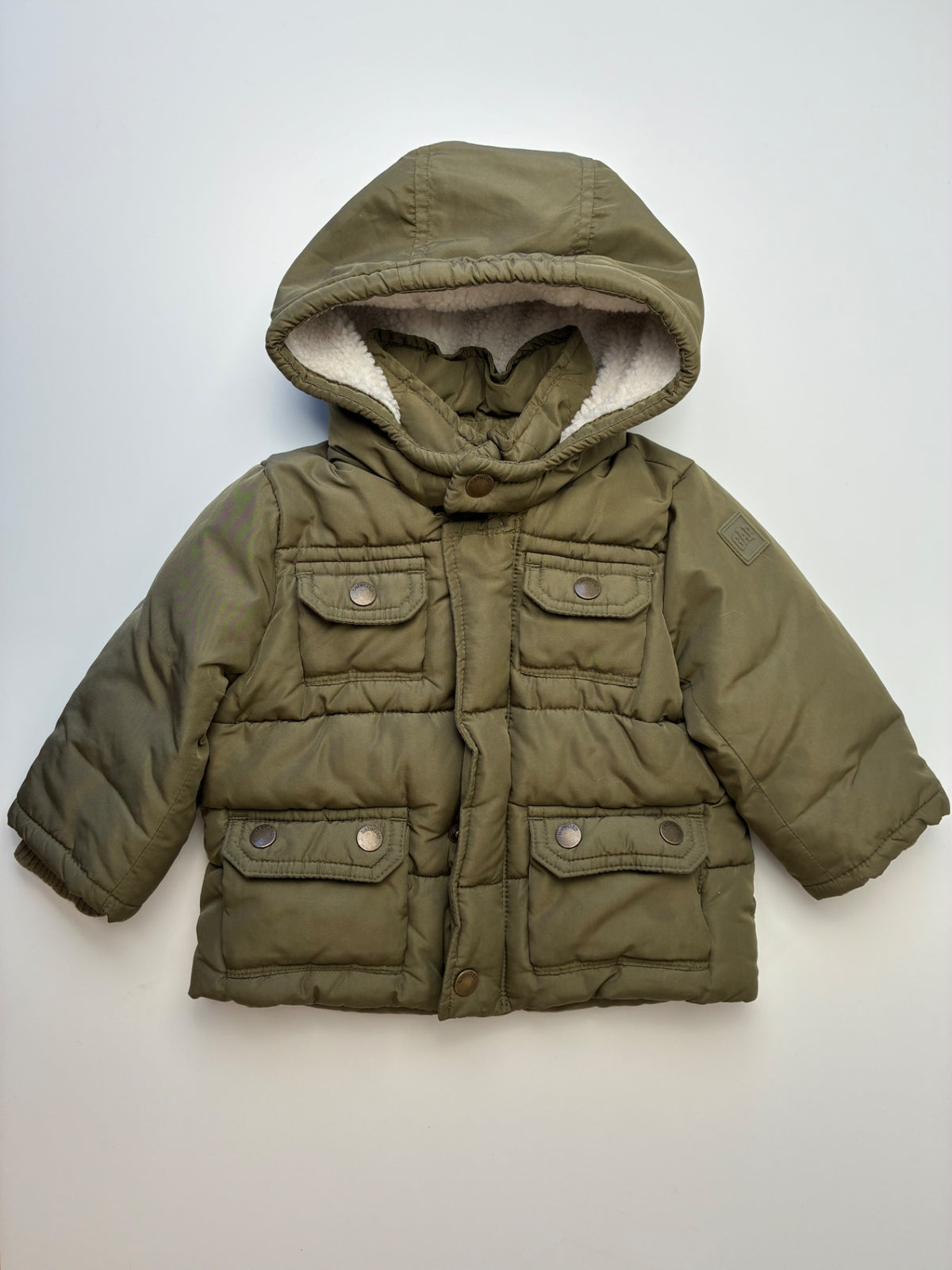 Baby Gap Coat - Green Puffer w/ Hood | size 6 - 12 Months