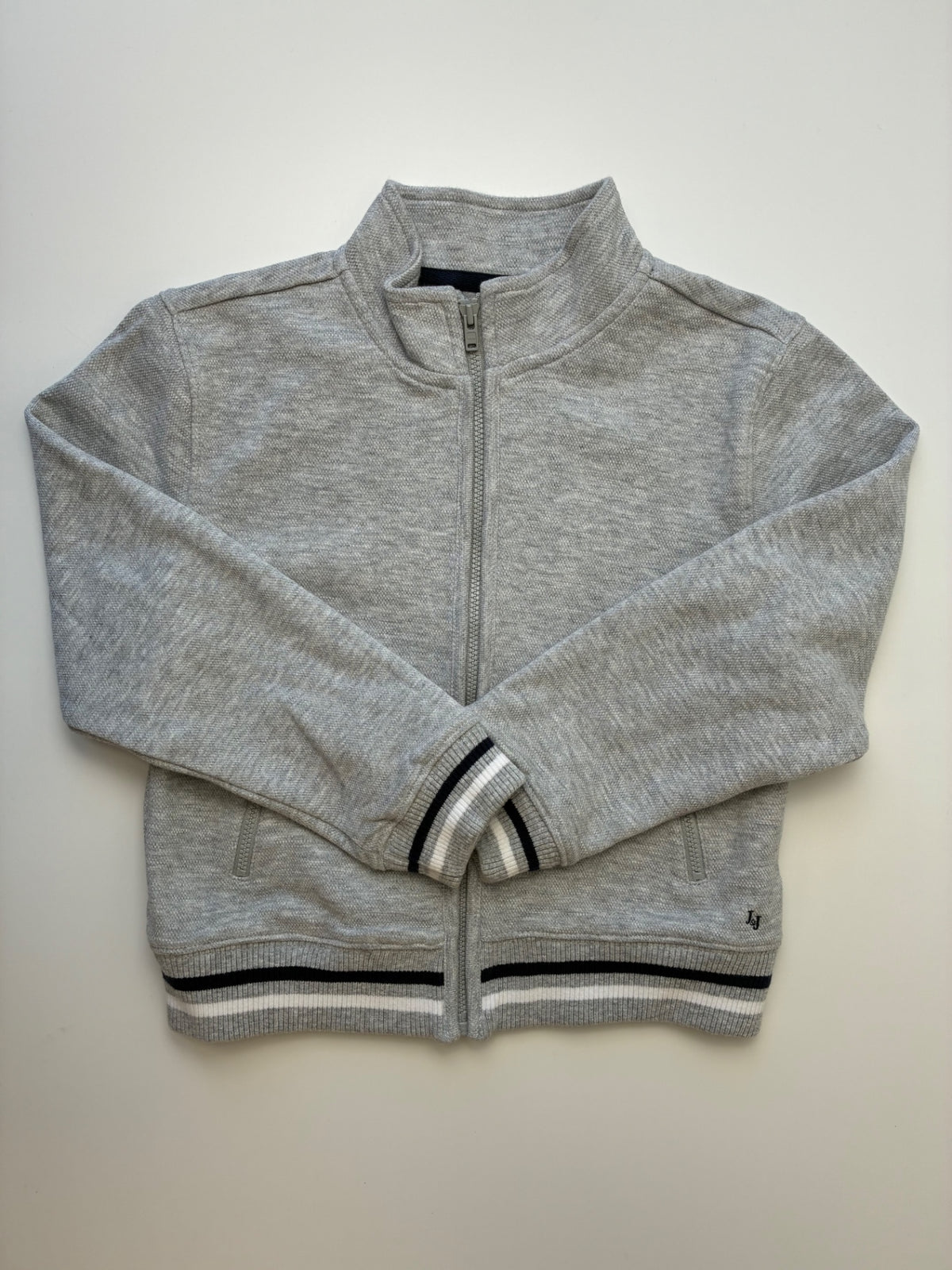 Janie and Jack Sweatshirt - Gray Pique Zip Up | size 5T/6