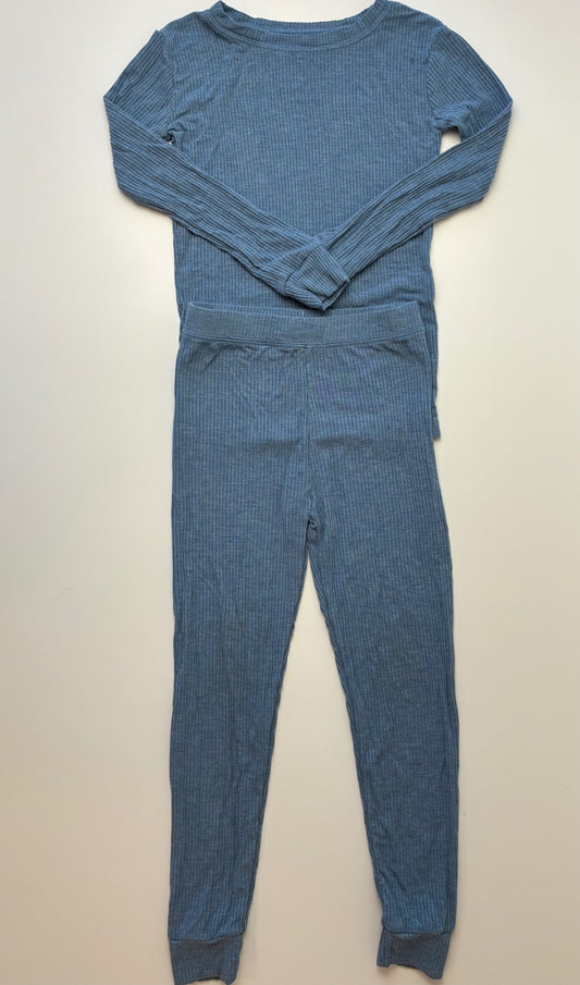 Little Sleepies 2 Piece Ensemble - Blue Ribbed Long Pajamas | size 4T