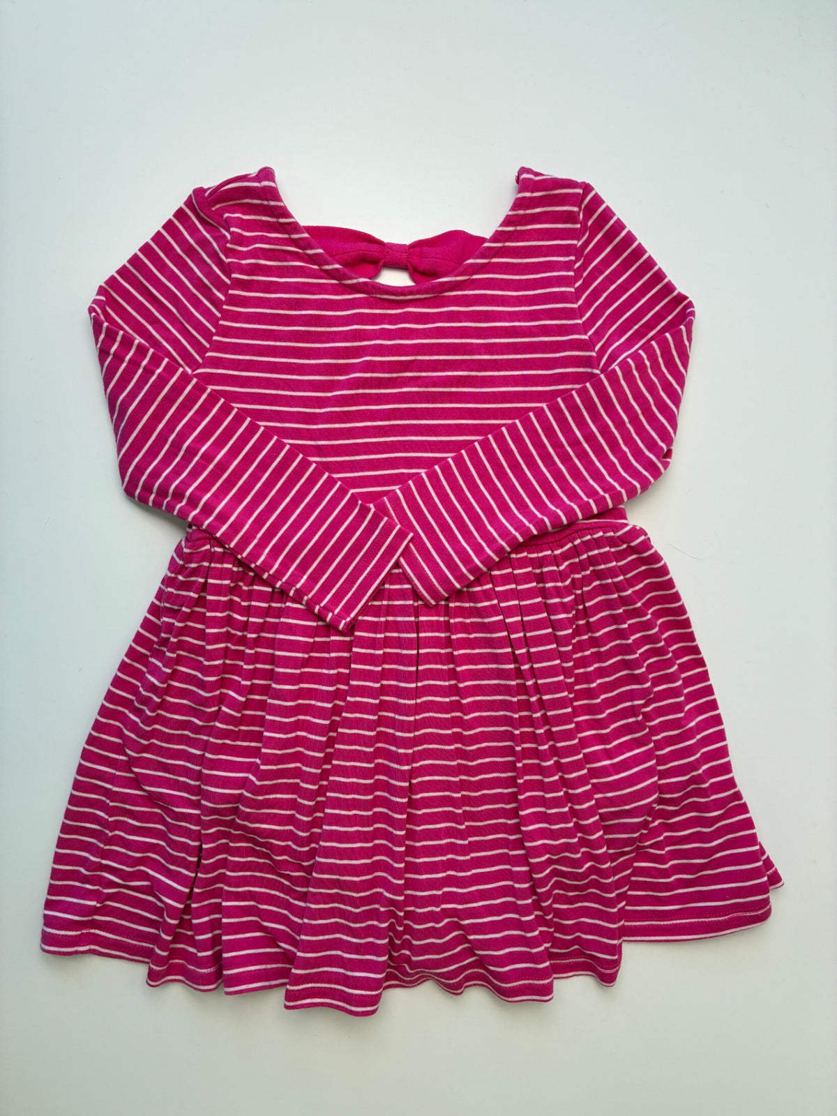 Little Sleepies Dress - Pink Striped Bow Back w/ Bodysuit | size 18 - 24 Months