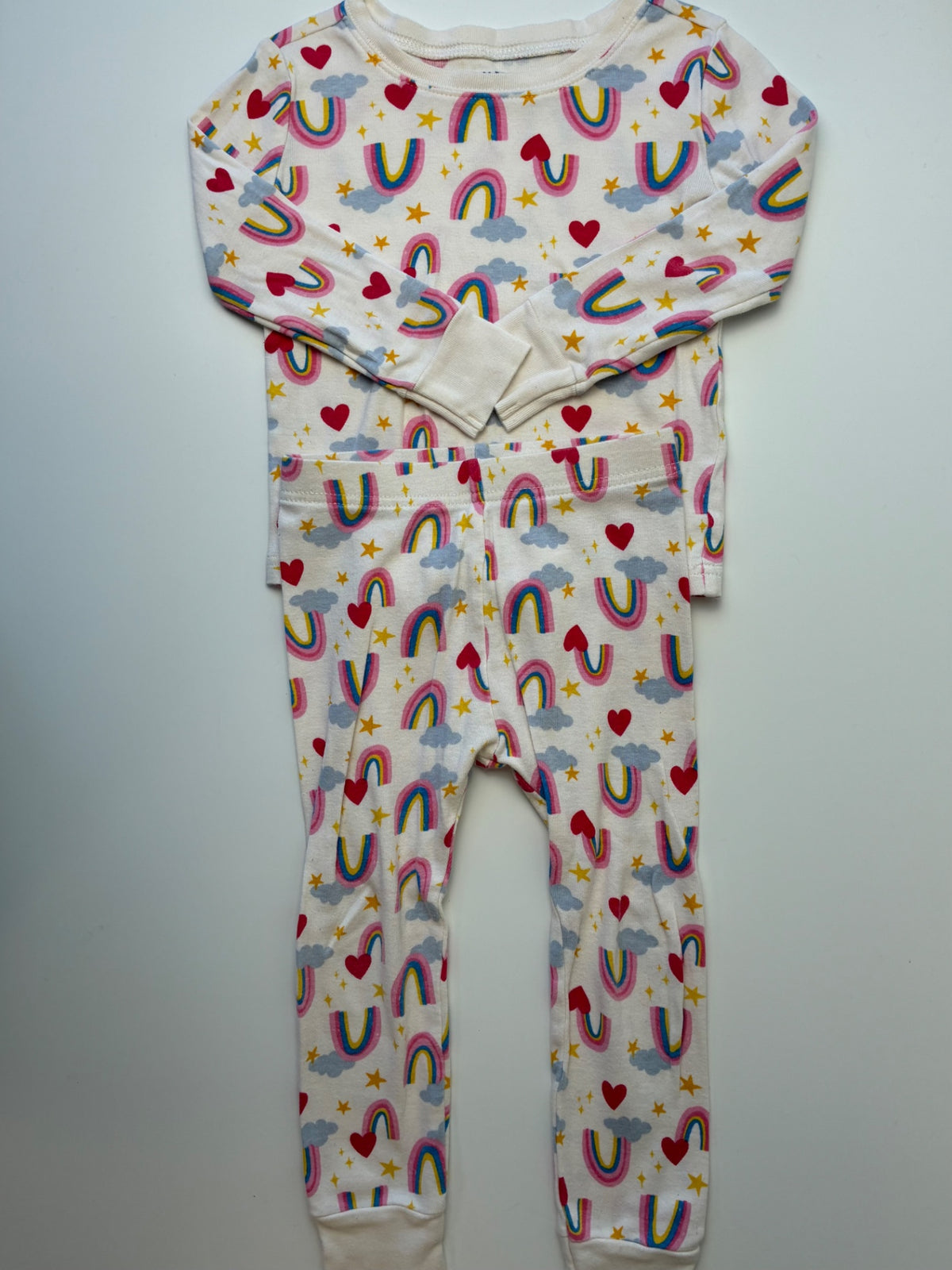 Old Navy 2 Piece Ensemble - Cream Rainbow Pajamas | size 3T