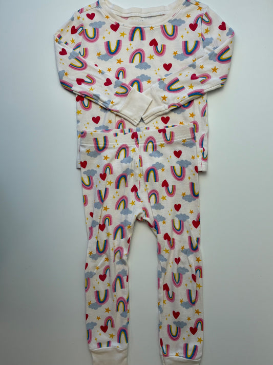 Old Navy 2 Piece Ensemble - Cream Rainbow Pajamas | size 3T
