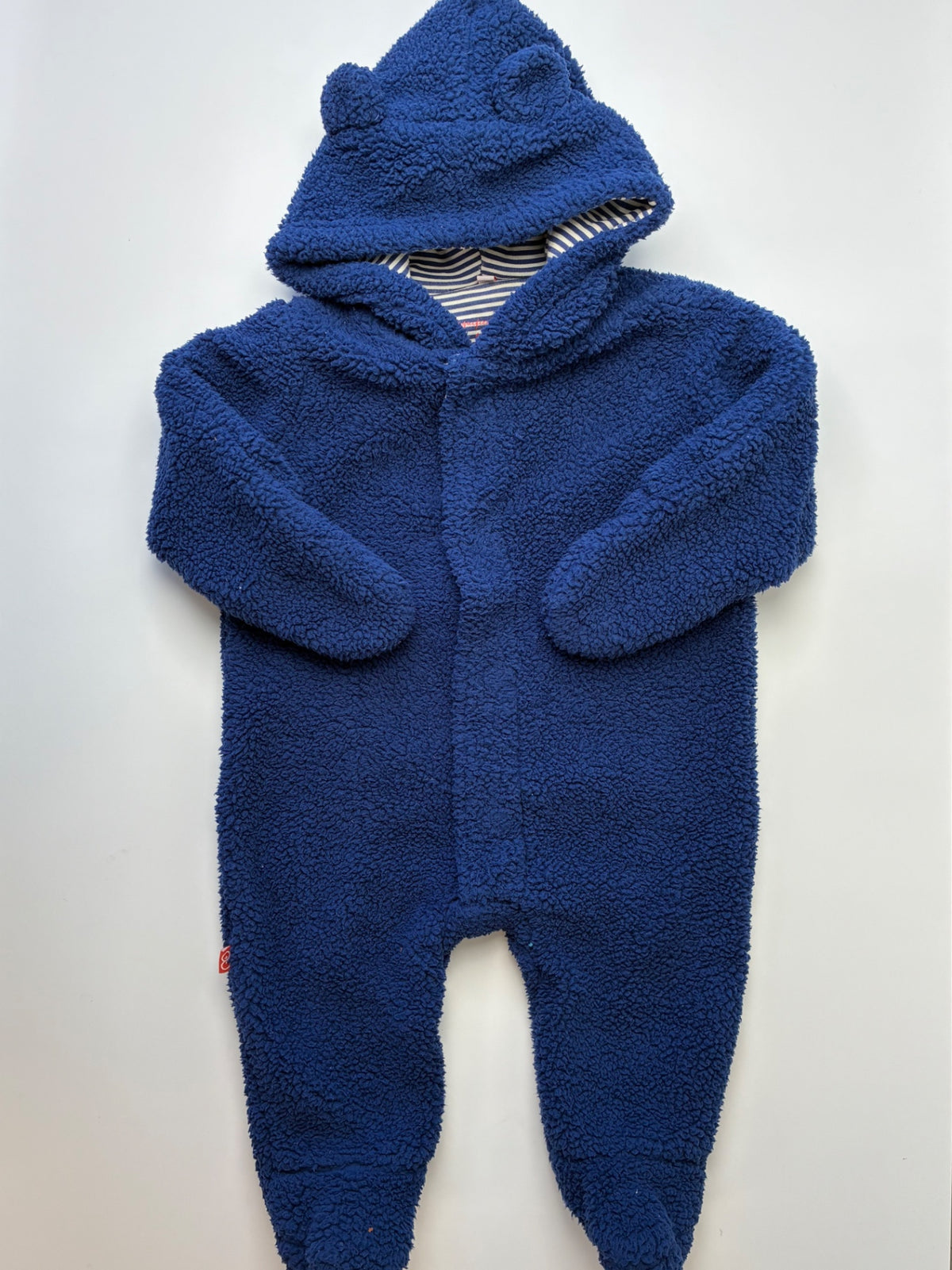 Magnificent Baby Onesie - Blue Sherpa w/ Hood | size 6 Months
