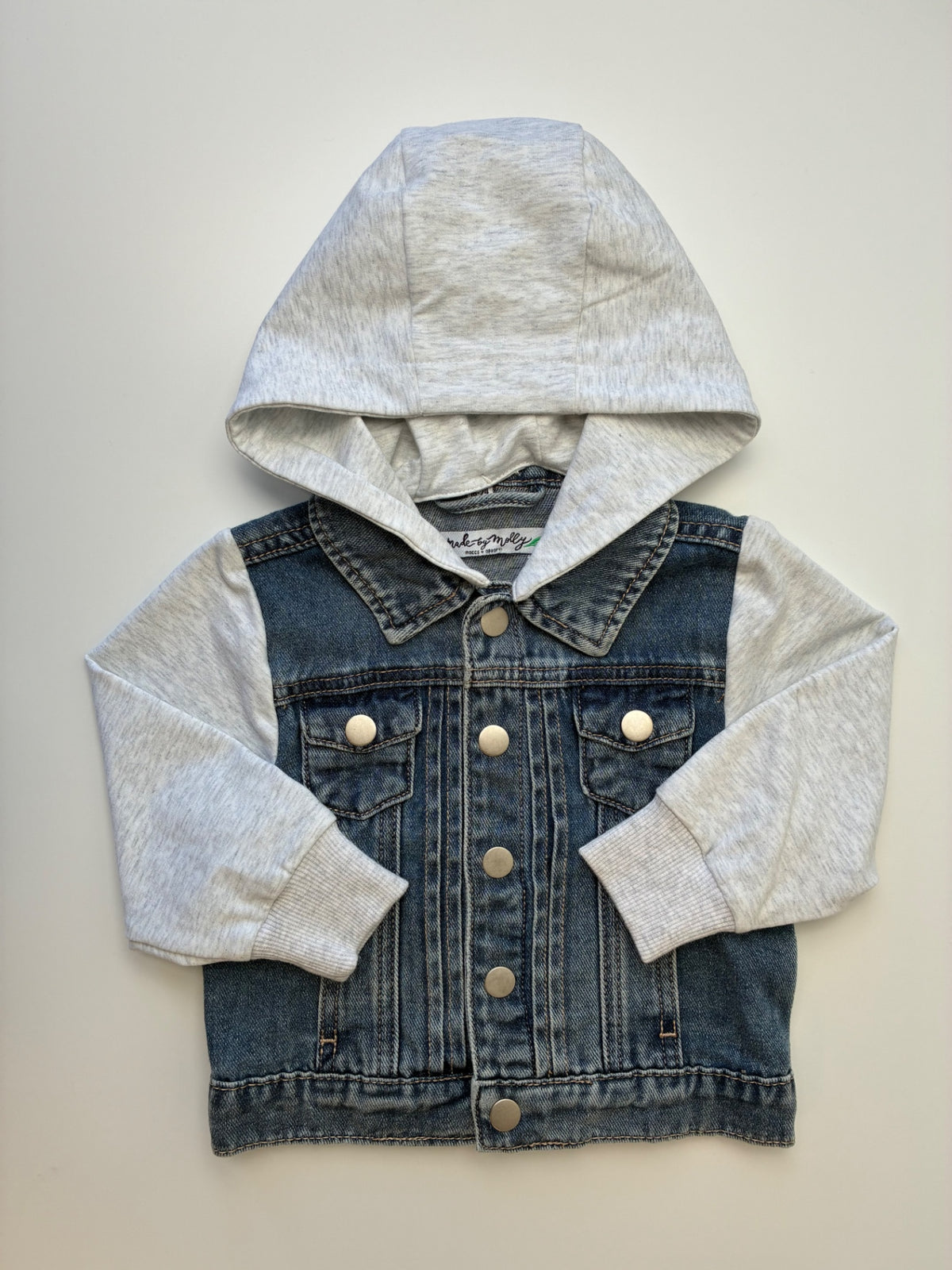 Made by Molly Jacket - Blue Denim + Detachable Hood | size 18 - 24 Months