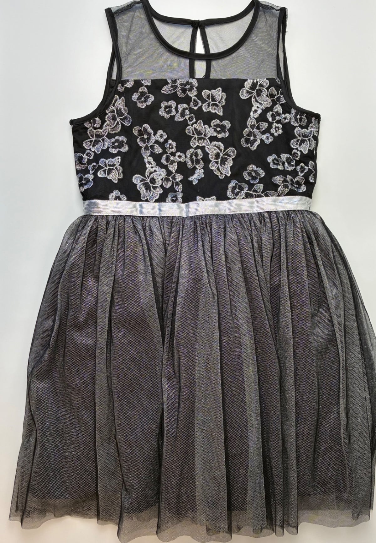 BCBG Girls Dress - Black Metallic Embroidery + Tulle | size 12