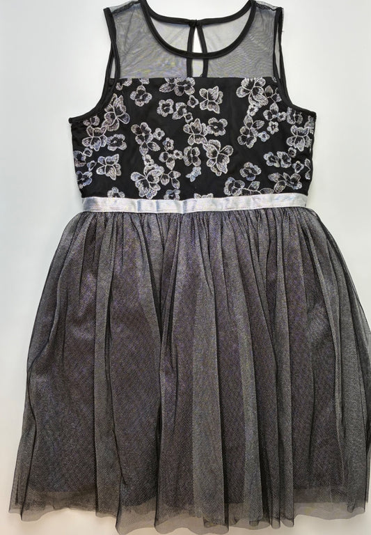 BCBG Girls Dress - Black Metallic Embroidery + Tulle | size 12