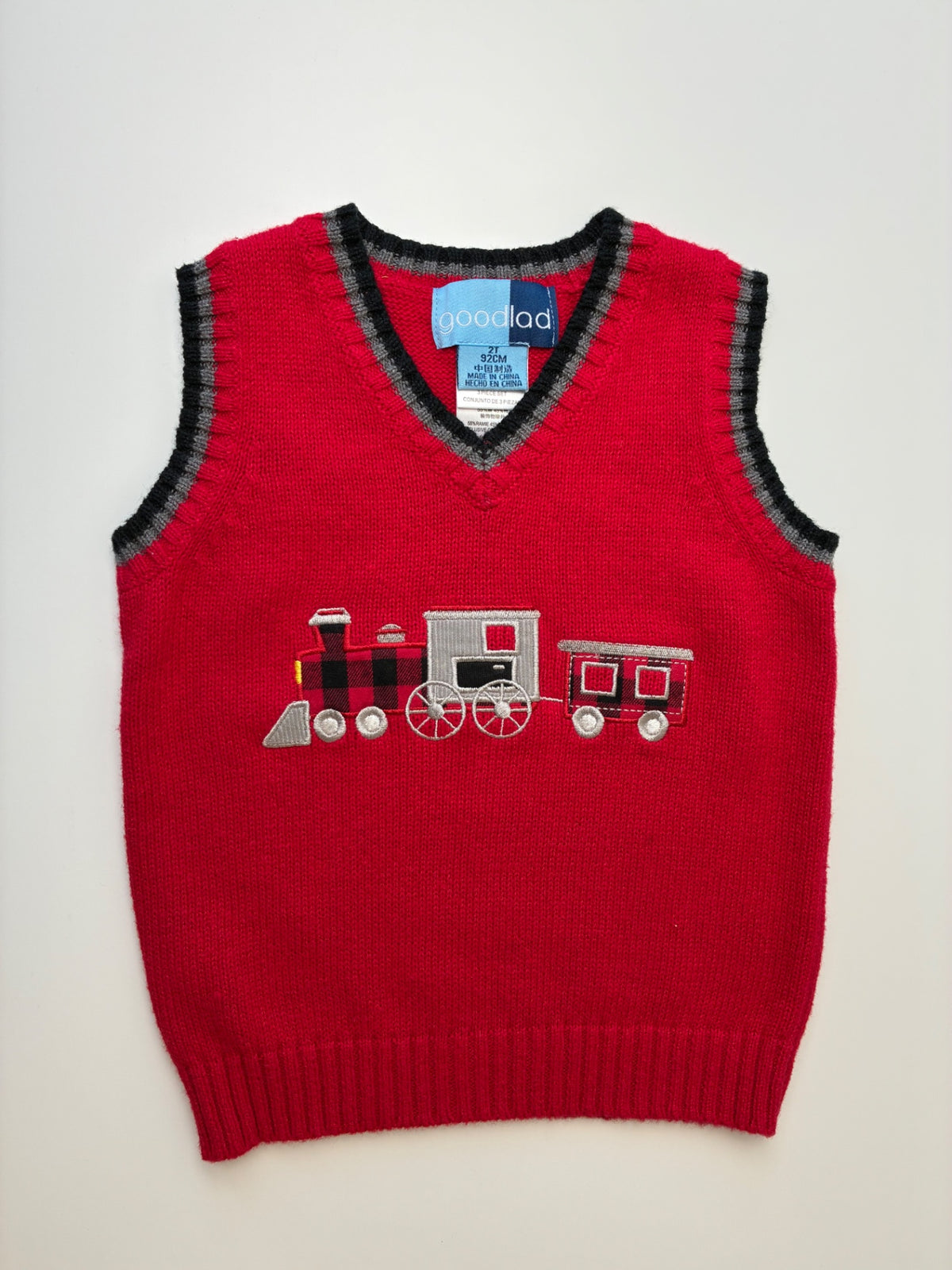 Goodlad Sweater - Red Train Embroidery Vest | size 2T