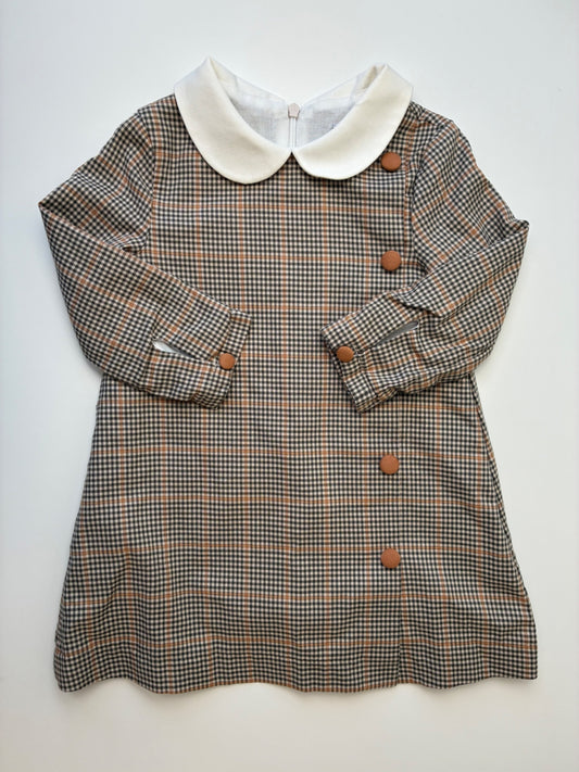 Pepa London Dress - Tan Plaid w/ Collar | size 18 Months