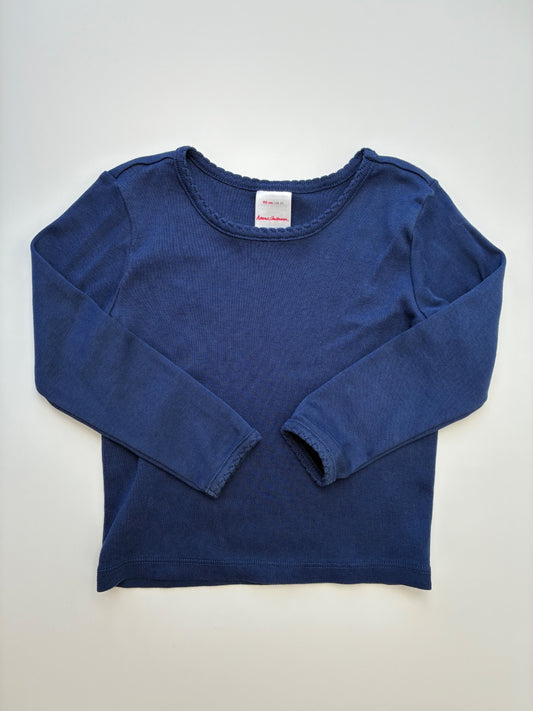 Hanna Andersson Long Sleeve T-Shirt - Navy Blue 100% Cotton Solid | size 3T