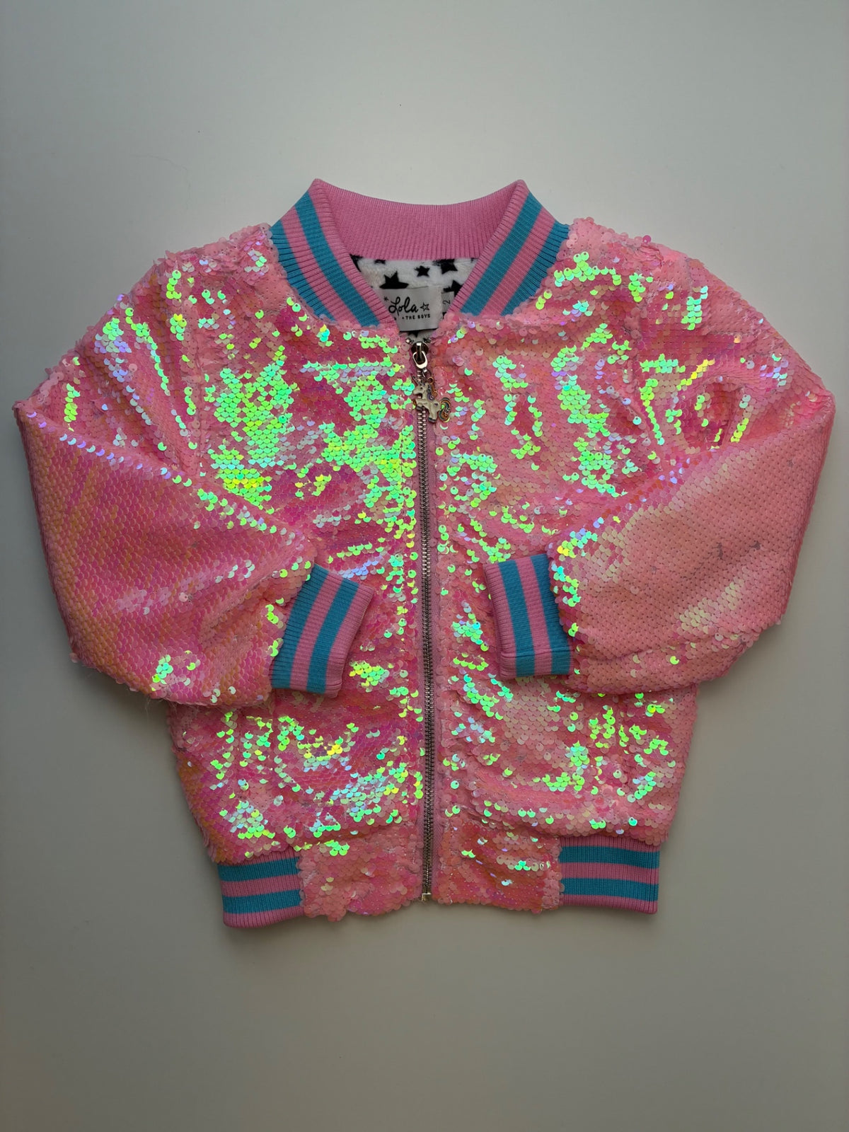 Lola & The Boys Jacket - Pink Sequin Unicorn Bomber | size 2T