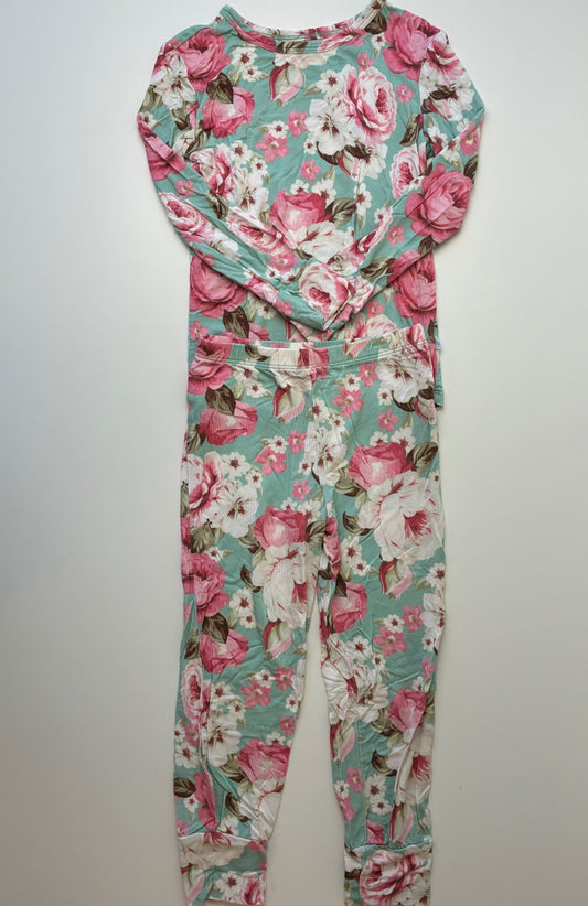 Posh Peanut 2 Piece Ensemble - Multicolor Floral Long Pajamas | size 5T/6