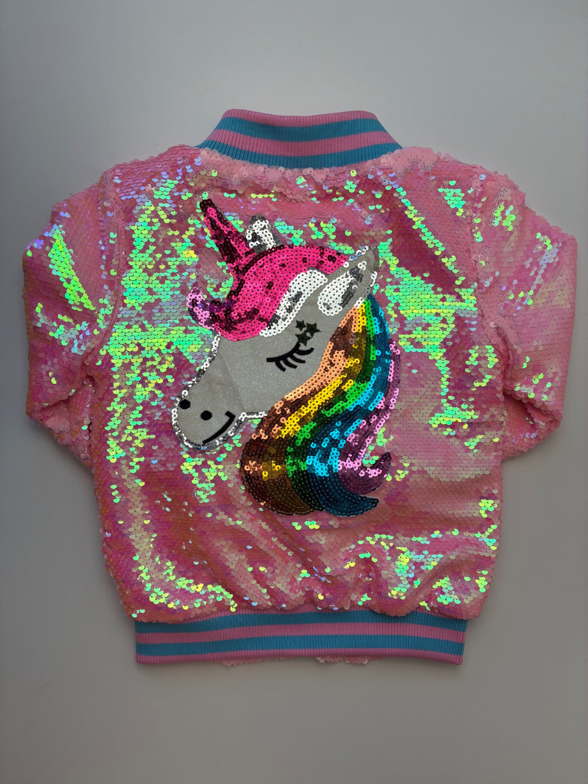 Lola & The Boys Jacket - Pink Sequin Unicorn Bomber | size 2T