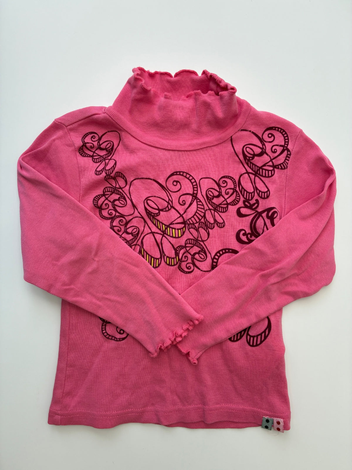 Oilily Long Sleeve T-Shirt - Pink Velvet Design Turtleneck | size 4T