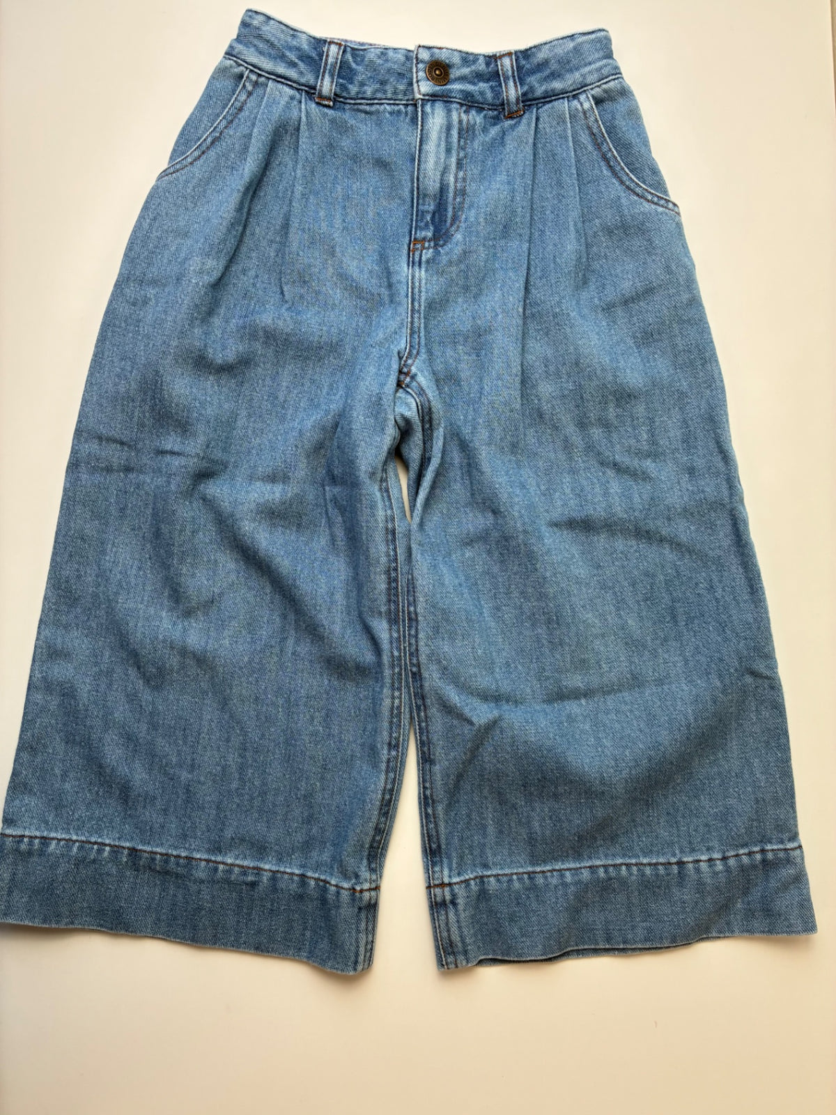 Mini Boden Pants - Blue Pleated Wide Leg Jeans | size 7